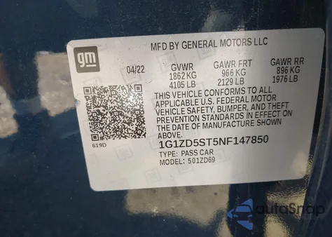 2022 Chevrolet Malibu Fwd Lt from USA, damaged, VIN 1G1ZD5ST5NF147850